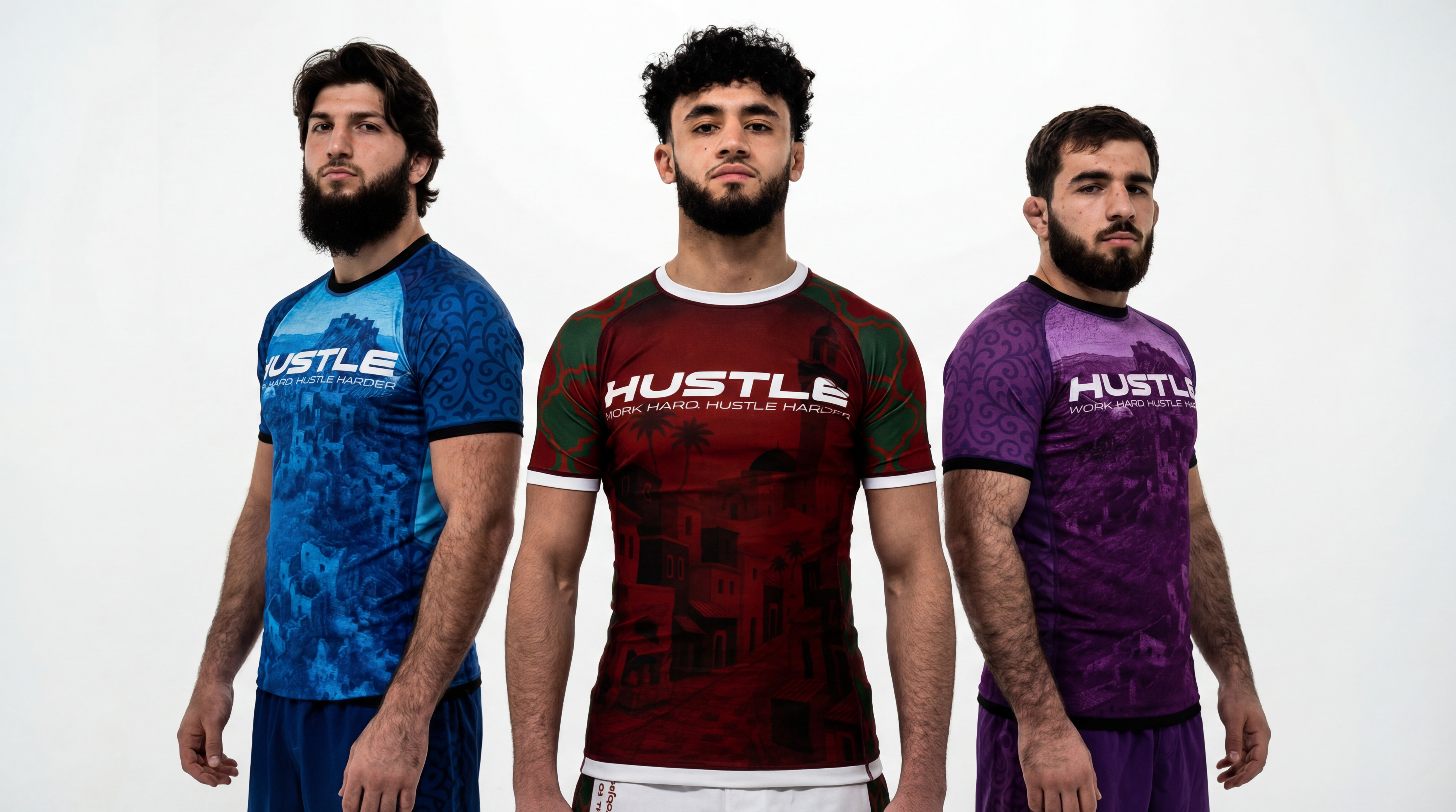 trois ambassadeurs hustle fightwear la meilleure marque française pour les équipements de sports de combat